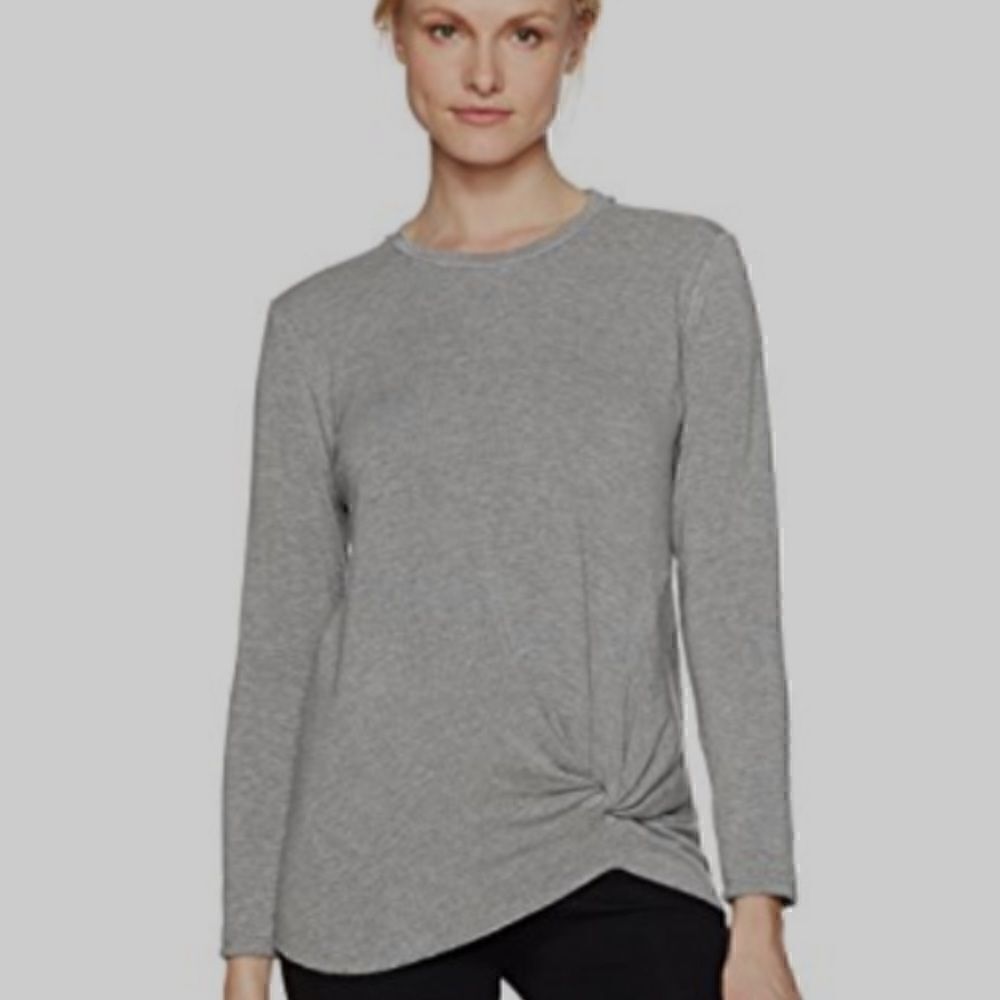 NWT Stateside Supima slub jersey long-sleeve tee twist detail Heather Grey